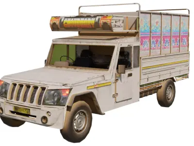 Old Indian Pickup truck model  Low-poly 3D model