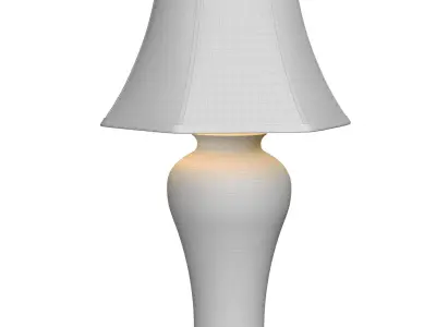 Large Oriental Painted Red Ceramic Nightstand Chinese Table Lamp 3D model