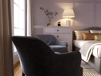 Cozy Bedroom interior scene  3D model