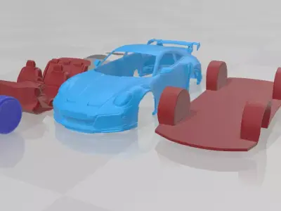 Porsche 911 TECHART GTstreet R 2022 - Separate Parts 3D Model 3D print model
