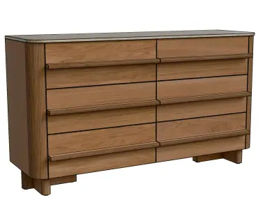Mid Natural Oak Veneer Chest Of Drawers Low-poly 3D model