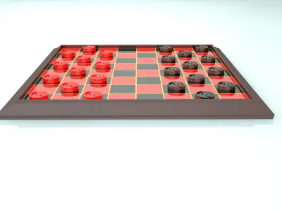 Checkers Board Game 3D model