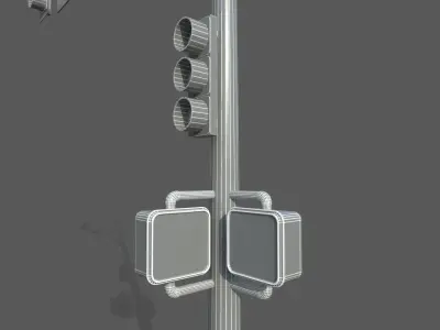 street light stop sign low poly 3D model