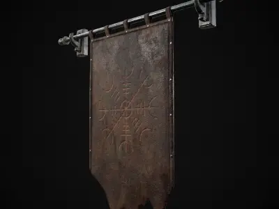 Leather Torn Banner Low-poly 3D model