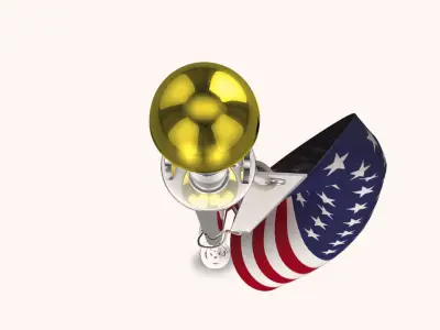 USA Flag Pole 3D model