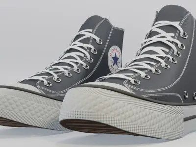 Basketball Leather Shoes Converse All Star Dark Blue 3D model