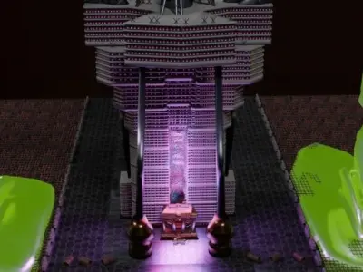 Sci-fi Elevator building to heaven Low-poly 3D model