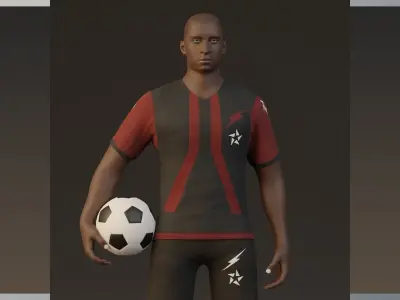 Football Player game ready character Low-poly 3D model purchase