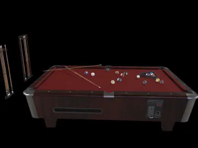 Realistic Low-Poly Billiard Table with Accessories Low-poly 3D model