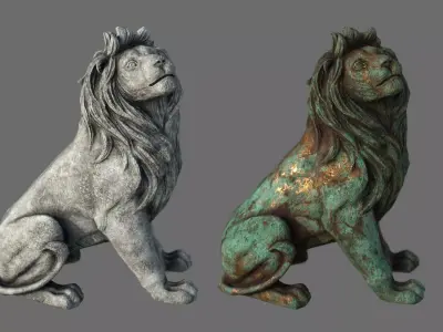 Lion Statue Low-poly 3D model