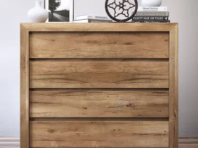 RECLAIMED RUSSIAN OAK 4-DRAWER DRESSER 3D model