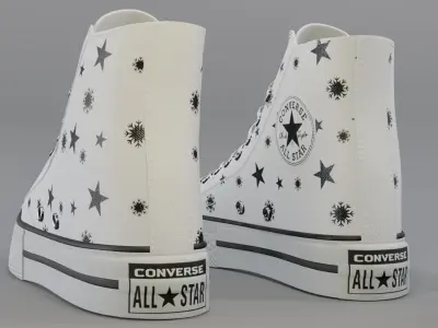 Basketball Leather Shoes Converse All Star White Star Snowflakes 3D model