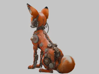 Steampunk Mechanical Fox Model - Intricate Design Low-poly 3D model