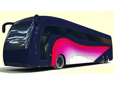 Dark pink Bus 9 3D model