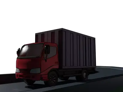Low poly truck road 3D model