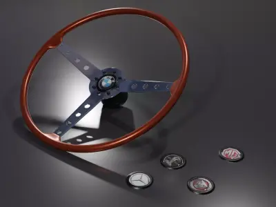 Vintage sport steering wheel 3D model