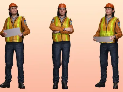 Female Construction Worker Character Model Low-poly 3D model
