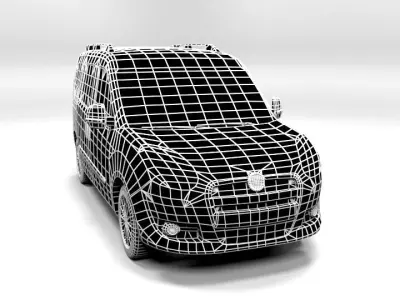 FIAT DOBLO PASSANGER LOWPOLY Low-poly 3D model