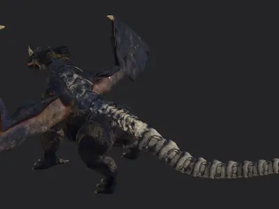 Black-Dragon ragnar FBX RIGGED TEXTURE 4K and 2K  videogame-AA 3D model
