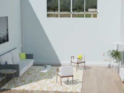 basic modern sofa with chairs Free 3D model