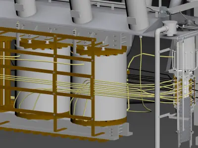 Ultra fine 220kV Electrical transformer Low-poly 3D model
