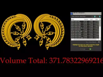 Beautiful Gold Tops Earring - 0014 3D print model