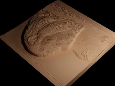 Lion On African Savannah CNC 3d Print High Relief Sand Casting 3D print model