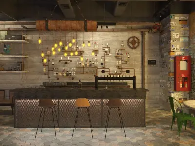 restaurant vintage modern 3D model