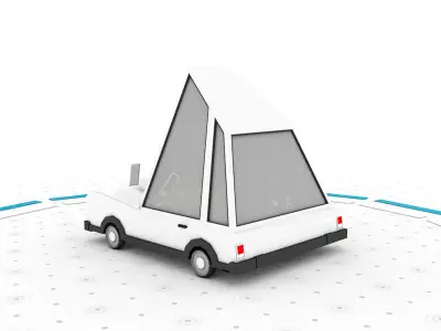 Mr White Long - Low poly cartoon car 3D model