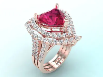 Gemstone rings - Heart stone ring - Diamond rings 3D print model