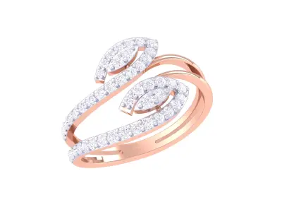 Elegant Marquise Pave Crossover Ring CAD File for Casting 3D print model