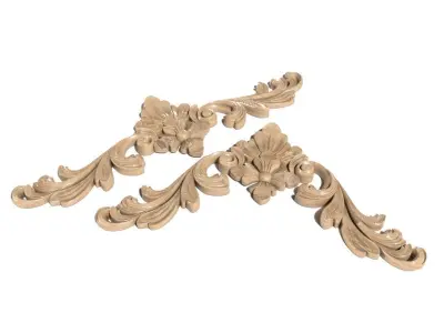 Cartouche-006 two ornately carved brackets 3D model