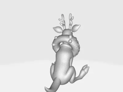 Christmas Reindeer Festive Holiday Decor with Wreath and Bow 3D print model