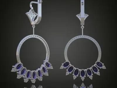 Earring 3D model 3D printable model 0045-11 3D print model