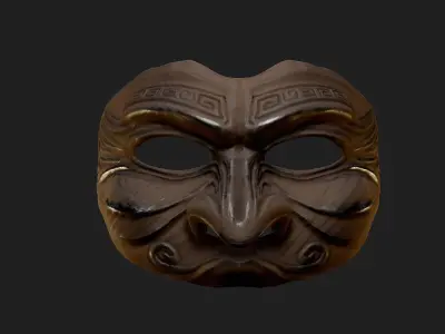 Oni Mask 13 Ethnic Demon Half Face 3D print model