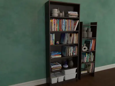 Books on shelf Low-poly 3D model