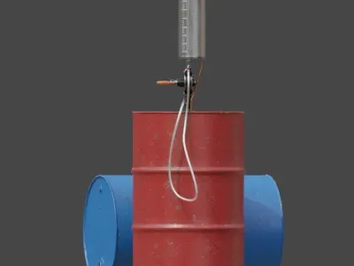 Vintage gasoline pump is a manual style 3D model