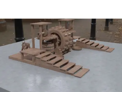 Medieval Wine Presser Conspt 3D Model  Low-poly 3D model