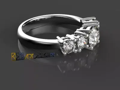 Anello Riviera -  Diamonds ring 3D print model