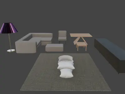 luxury furniture Low-poly 3D model