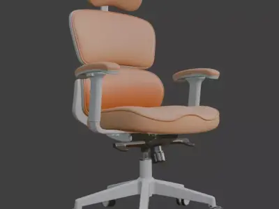 Cute Caramel and White Ergonomic Office Chair 3D model