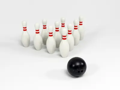 Bowling Ball and Pins Low-poly 3D model