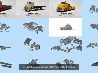 STL for 3Dprinting vintage older truck COE 3D Model Pack