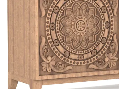 console01 wooden sideboard with ornate carvings 3D model