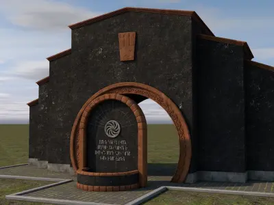 Memorial fountain  Low-poly 3D model