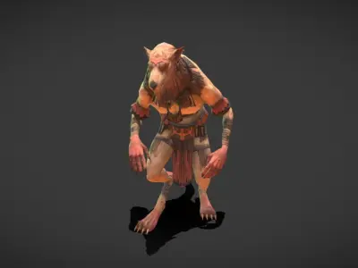Fantasy Creature - Combat RatMan Low-poly 3D model