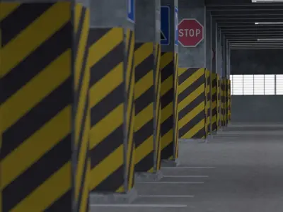 3D Highpoly Parking Lot Blend File 3D model