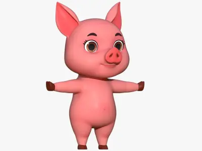 Cartoon Pig Low-poly 3D model