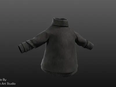 Black Winter Turtleneck Low-poly 3D model