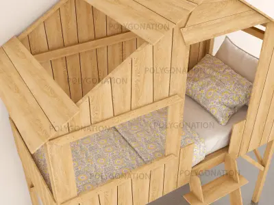 children cabin bed 9 3D model